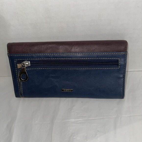 Womens Multicolor Leather Wallet With Zipper & Snap Closure By Relic - Picture 2 of 5